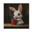 Drôle de lapin ayant un thé III - Décoration murale animal en bois de lapin - sur bois de pin naturel-2094470713