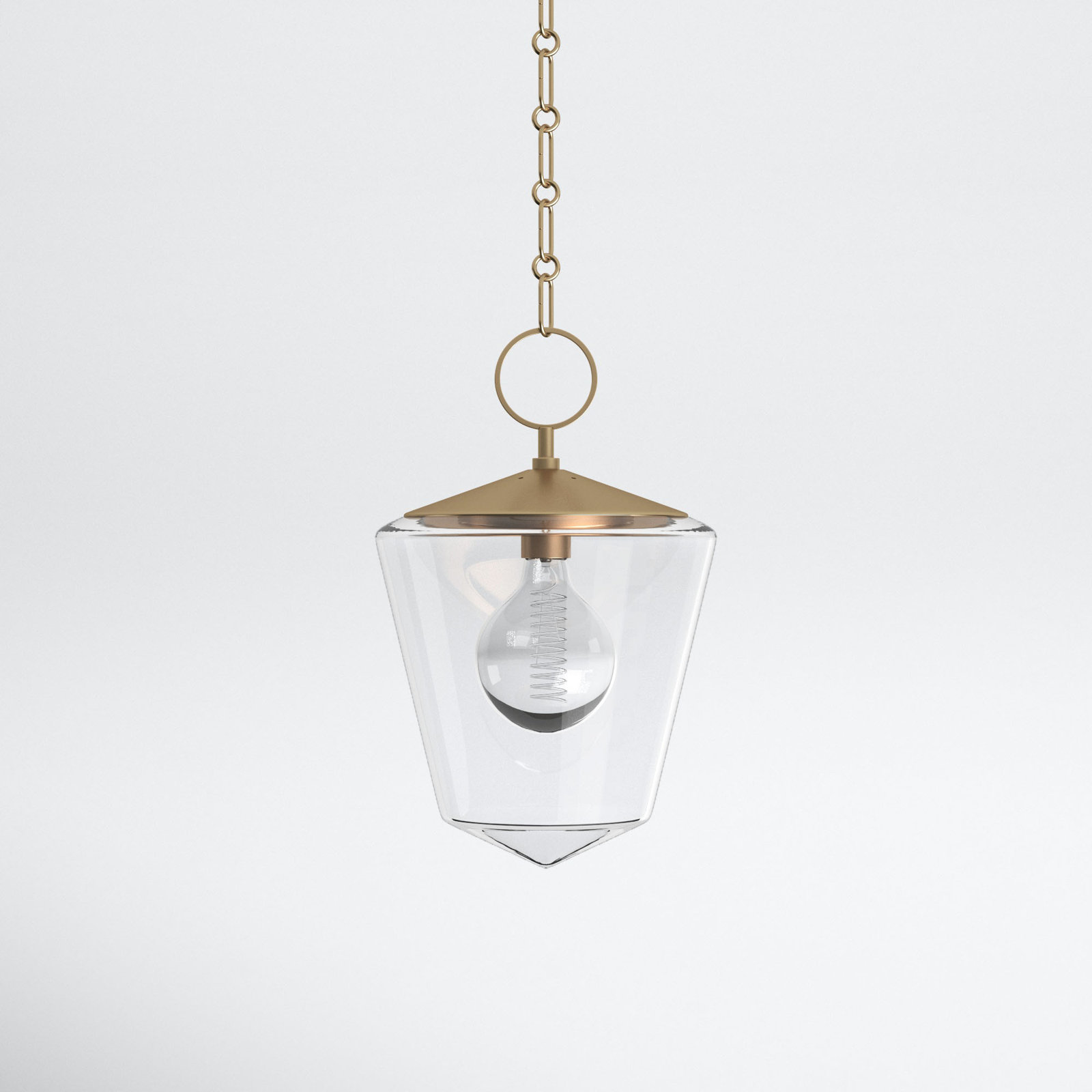 Massey Single Light Glass Pendant, Aged Brass