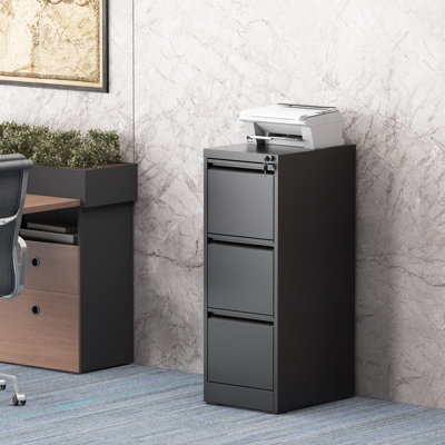 14.96" W 3 Drawer Metal Lateral Filing Cabinet with Lock for Home and Office