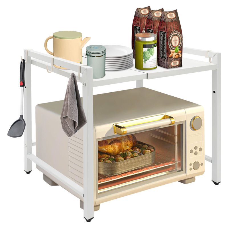 Makay  Extendable Microwave Oven Rack Shelving Unit, White