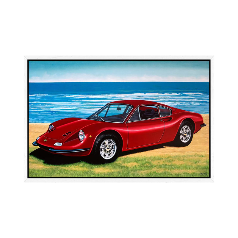 Ferrari Dino by Paul Meijering - Painting on Canvas, White Framed, 66.04 cm H x 45.72 cm W