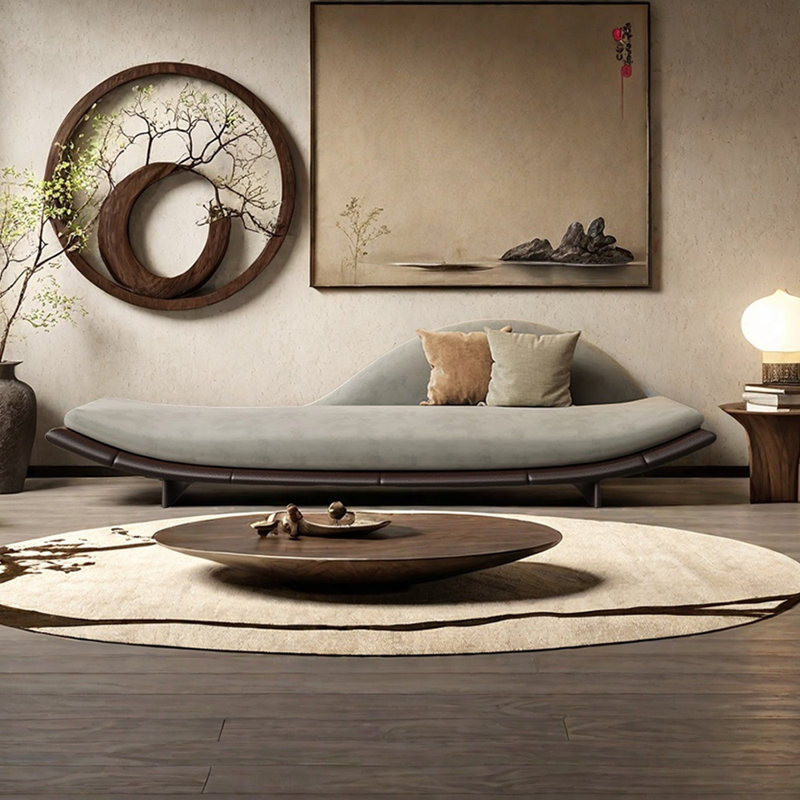 Méridiennes d'intérieur en bois massif Retro Living Room, Orienté à droite, Gris