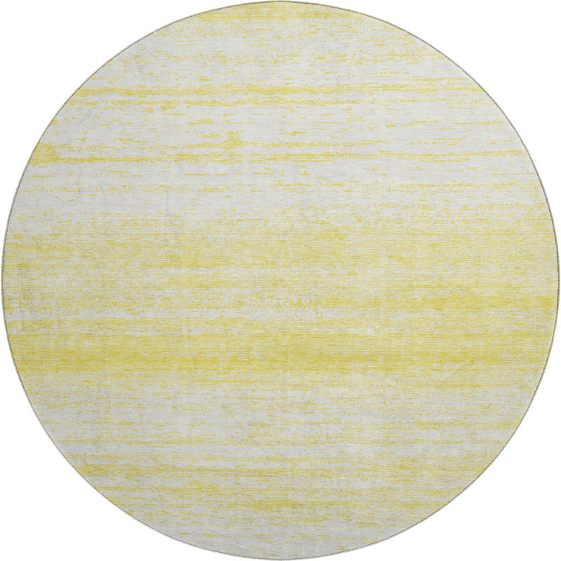 Tapis jaune Prisco lavable à la machine de qualité supérieure, Rond 8 pi