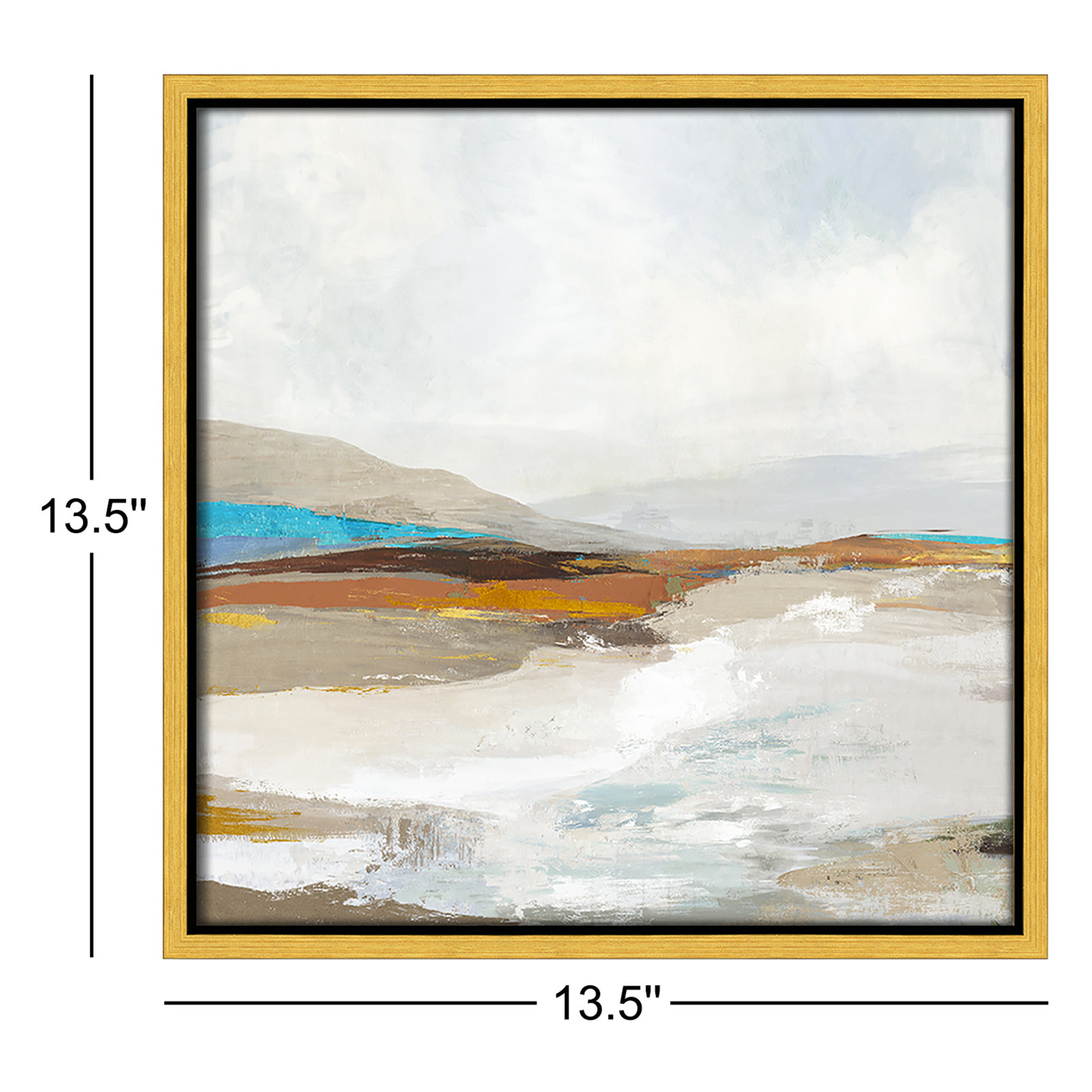 Soft Sea I by Allison Pearce - Floater Frame Print on Canvas, 13.5" H x 13.5" W, Gold Framed