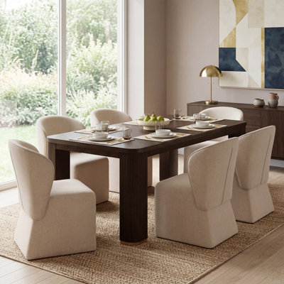 Aurelio 6-Person Dining Table Set With Upholstered Chairs & Wooden Top