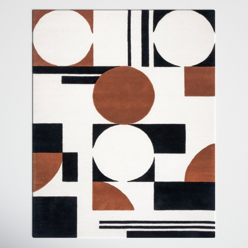 Antoni Handmade Wool Ivory/Black/Brown Rug, Rectangle 8' x 10'