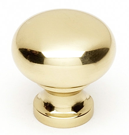 Mushroom Knob, Polished Brass, 1" H x 1" W x 0.63" D