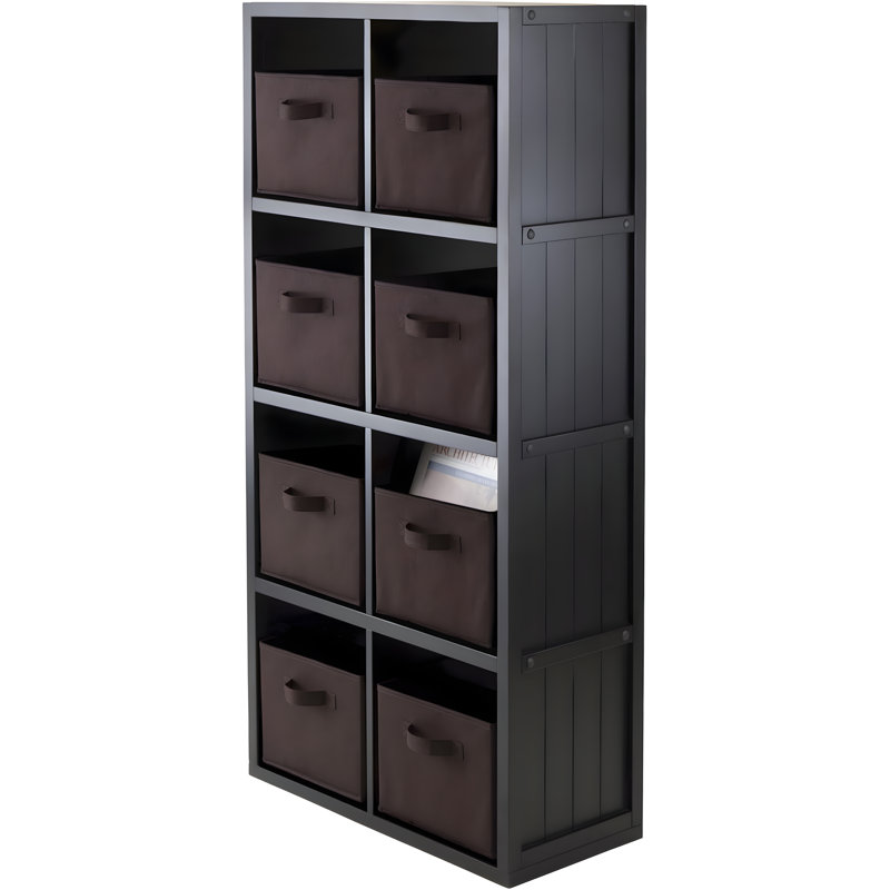Winsome Timothy 9-Piece Storage Set With 4X2 Grid Shelf And 8 Foldable Fabric Baskets For Organized Home Decor