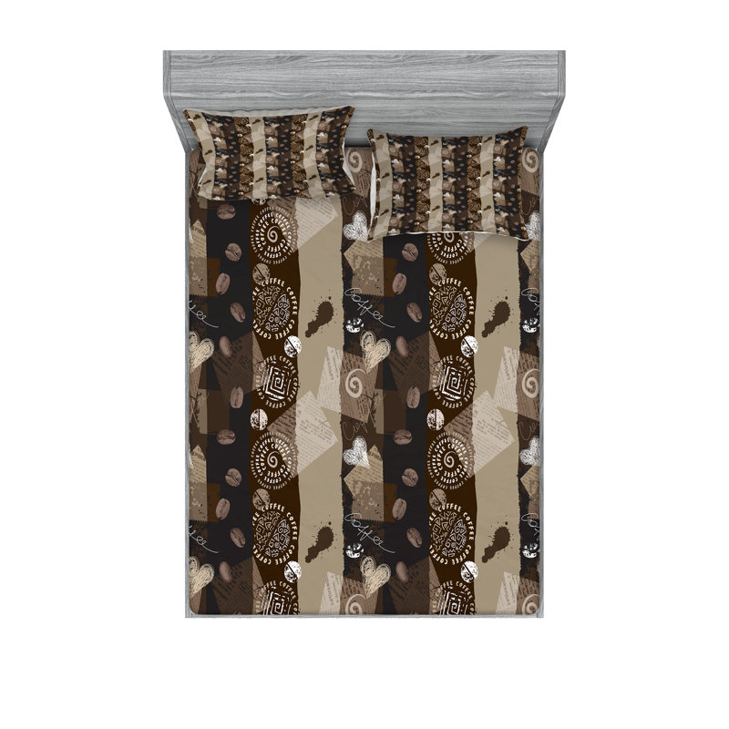 Ensemble de draps et taies décoratives Ambesonne Brown, Ensemble de draps pour très grand lit californien