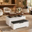 Ensemble de table basse à plateau relevable, table basse multifonctionnelle de 40 po avec banc repose-pieds sur roulettes et compartiment caché, table centrale avec banc pour le salon-1925025187