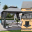 Pavillon de jardin robuste 10 'x 10' avec abattants allongés - Pavillon à toit double à structure stable avec filet et drainage intégré-128935595-128935596