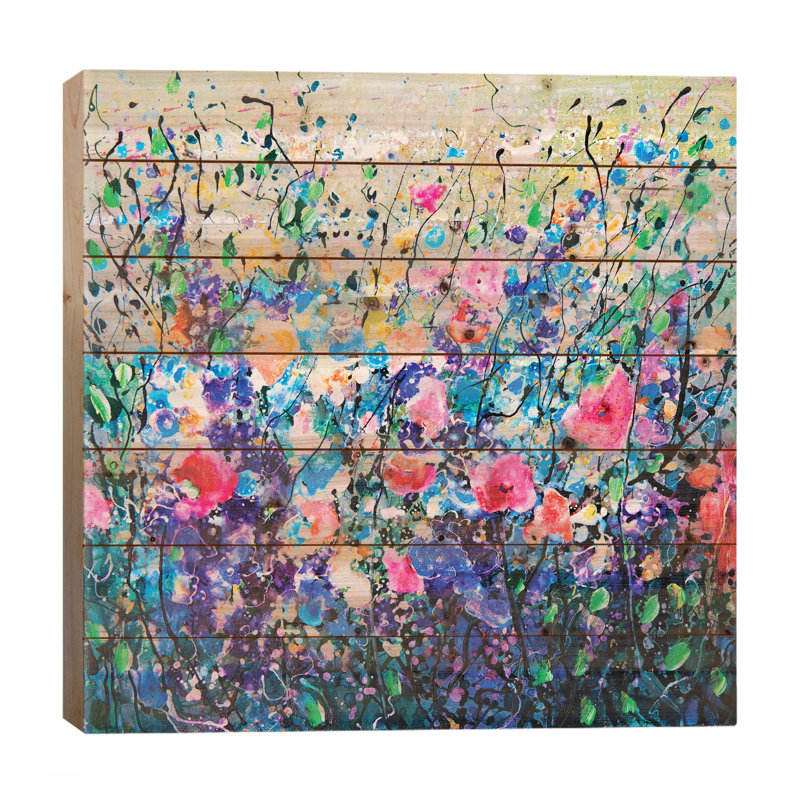 Fleurs colorées par Olena Art - peinture sur bois sans cadre