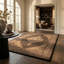 Tapis intérieur / extérieur à médaillon persan noir / beige 4 pi x 6 pi (3 pi 9 po x 5 pi 6 po) Branch Living Faris-30842386