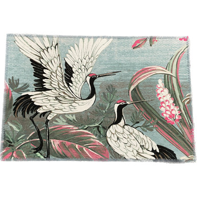 Animal Print Area Rug in White