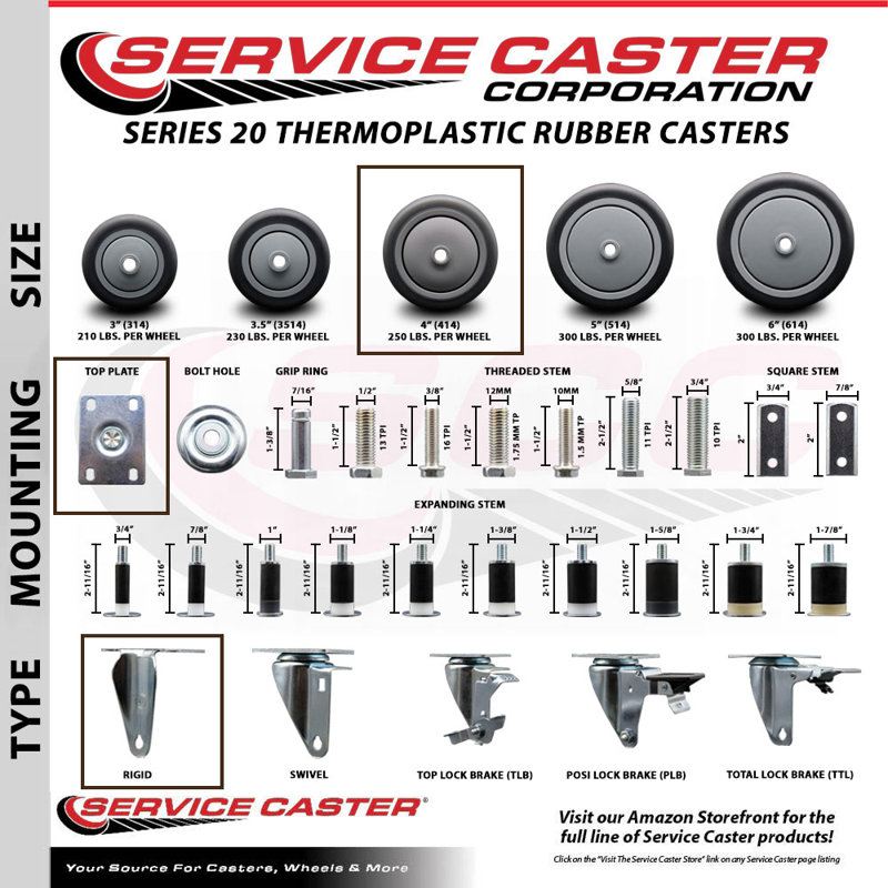Roulettes de rechange de service pour roulettes Uline H-5537R