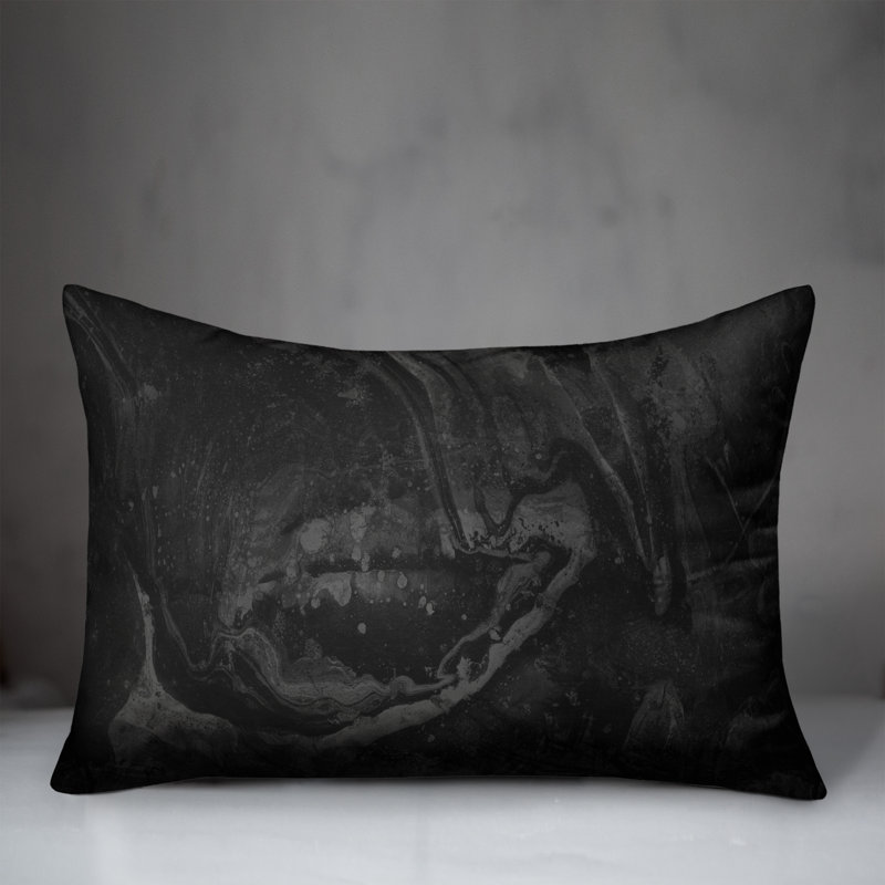Abstract Outdoor Reversible Throw Pillow, Black