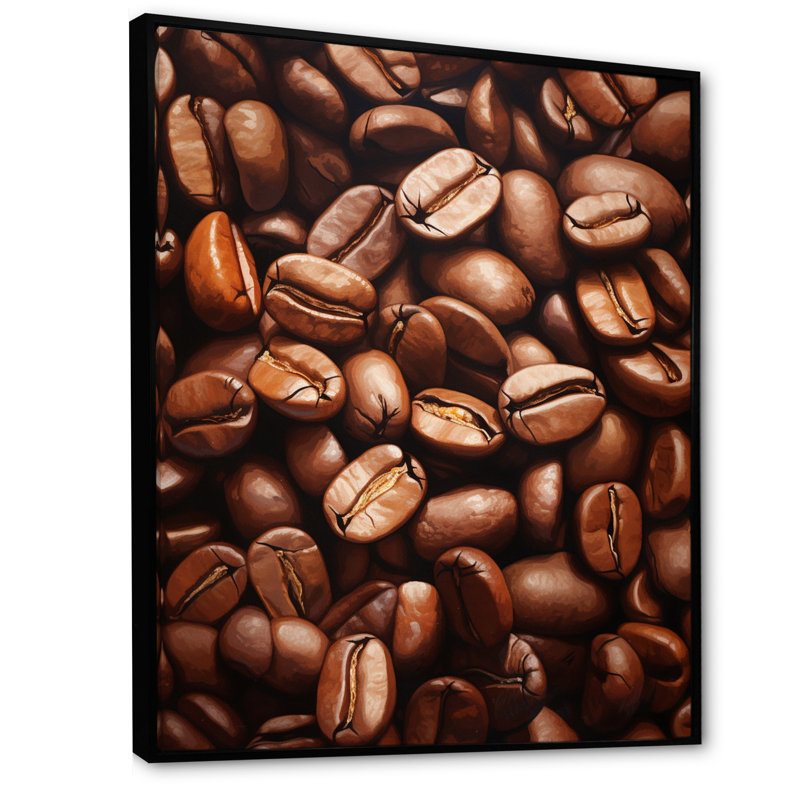 Aliments rôtis, grains de café iv encadré sur toile, H 20 po x l 12 po x P 1 po, Cadre flottant noir