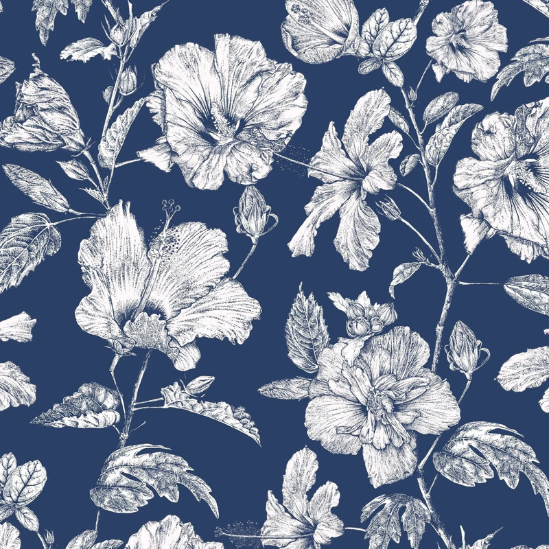 Hibiscus Haiti Flower Wallpaper, Navy