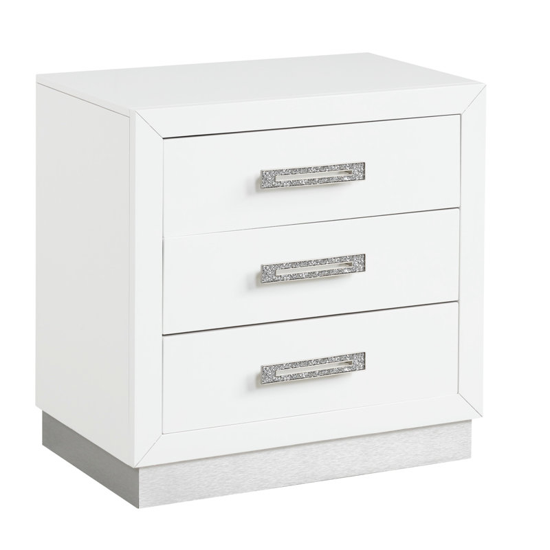 Table de chevet blanche laiteuse 3 pour une chambre à coucher contemporaine attrayante avec rangement pratique