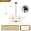 Lustre en métal 6 lumières Velora avec abat-jour en lin blanc-129361262