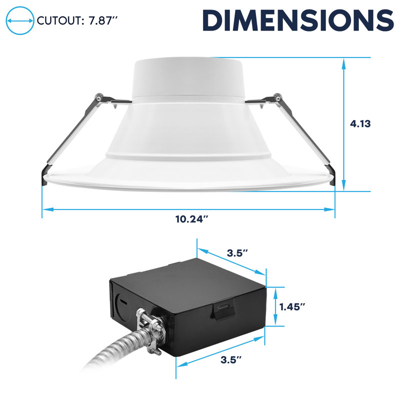 Luxrite Luminaire encastré commercial à DEL, Downlight Canless avec J-Box, 5CCT, à intensité variable, 16W-27W, jusqu'à 2700LM, ensemble de 4 cloisons cloisonnées homologuées IC 120-277V