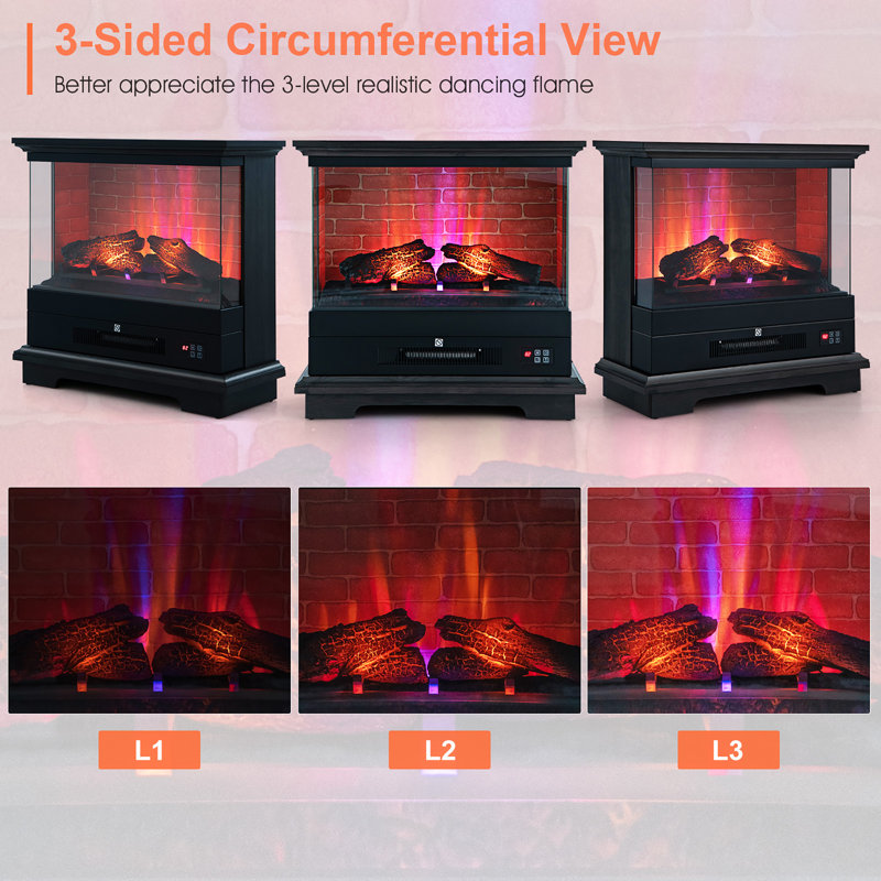 Yvonnette 27'' W Electric Fireplace with 4780 BTU, Black