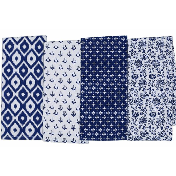  Kitchen Towels Dish Towels 100% Cotton, Set of 4, Dark Blue and  White Hand Towels, Tea Towels, Reusable and Absorbent Cleaning Cloths,  Oeko-Tex Cotton, 28 in x 16 in : Health & Household