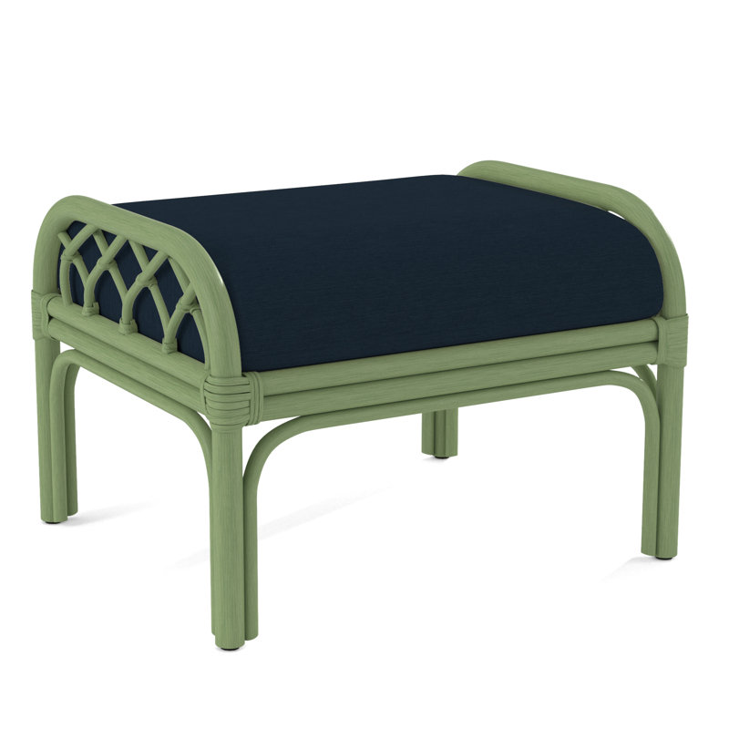 Edgewater Ottoman, Celery, White Performance Fabric; 0851-94