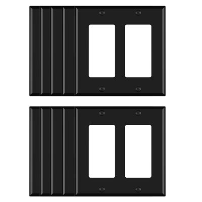 2 Gang Midsize Decorator/Rocker Wall Plate, White (10 Pack)