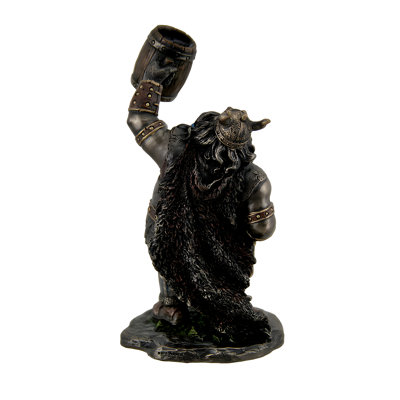 6.89 in H Viking Warrior Toasting With Wooden Mug Animation Style Poly Resin
