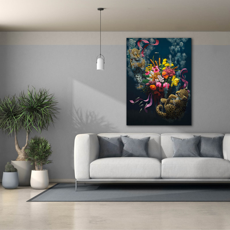  «Diving Leopard Cubs» par Heather Gauthier, art mural sur toile, 40 po x 54 po