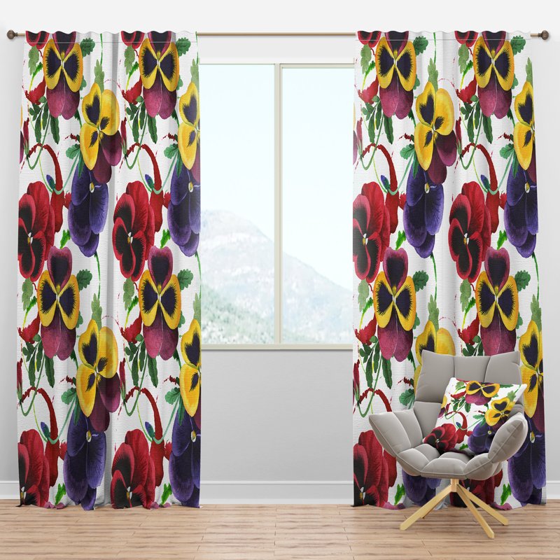 Panneau de rideau simple semi-diaphane avec passe-tringle Botanical, l 52 po x L 90 po