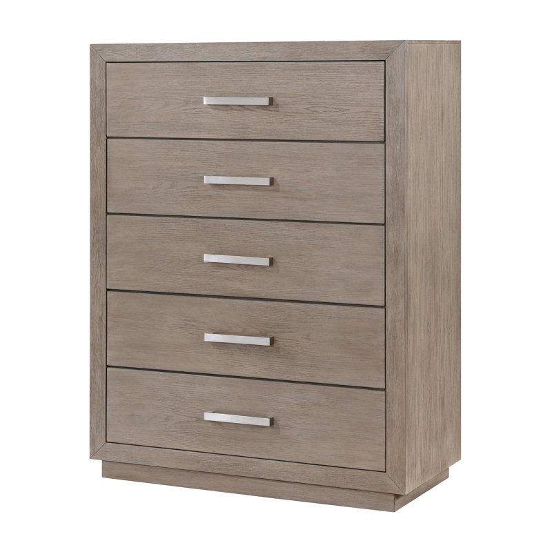 Commode de chambre à 5 tiroirs brun orge