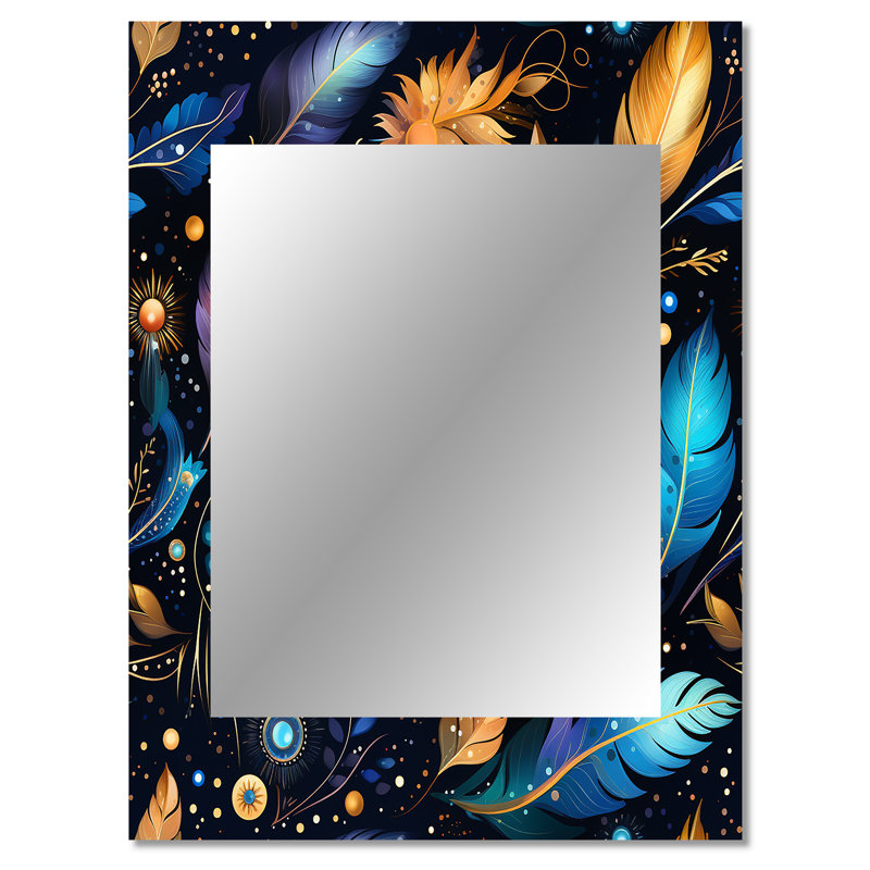 Pratiksha - Blue Bohemian Wall Mirror, 40 po x 30 po