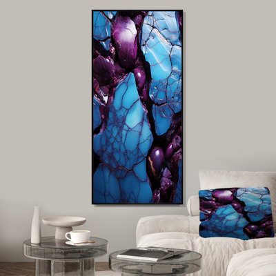 Bleu et mauve sans soudure Marble River I - Art mural abstrait