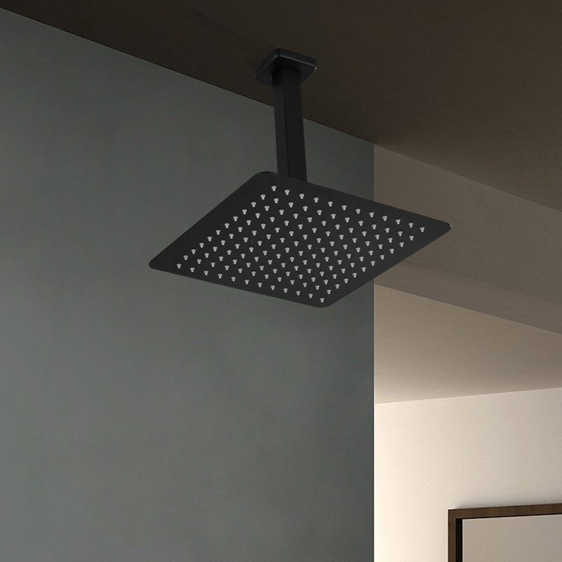 Rain Fixed Shower Head 1.8 GPM GPM with Self-Cleaning, Matt Black
