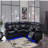 Jupiter Black Leather Sectional