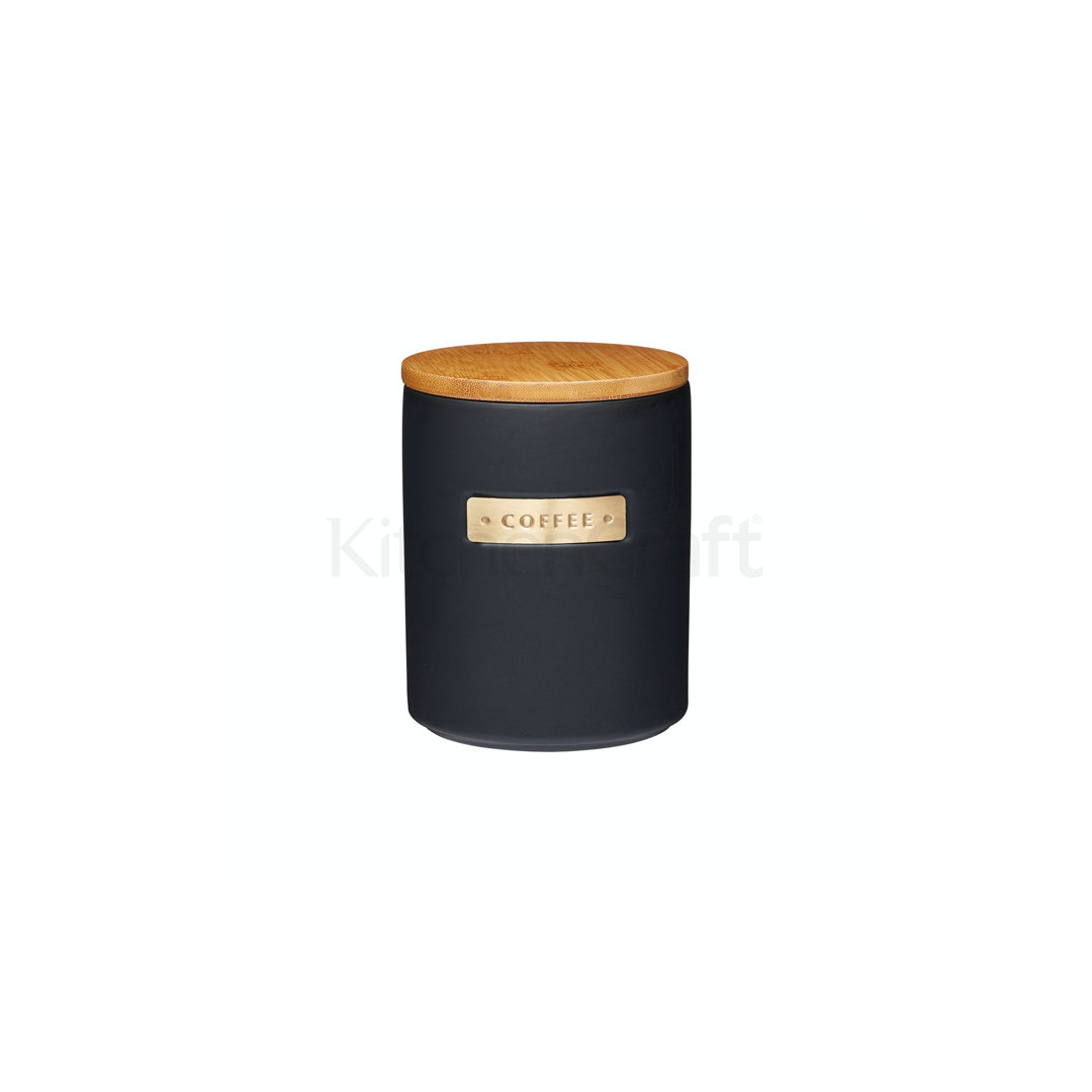 MasterClass Stoneware and Brass Effect Coffee Canister with Airtight Bamboo Lid