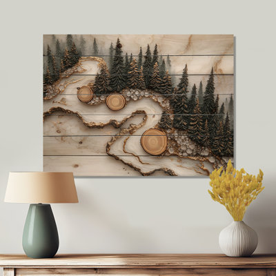 La forêt, veine de cristal de l'hiver II - Art mural en bois forêt - sur bois de pin naturel