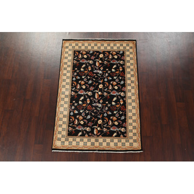 Peshawar Chobi One-of-a-Kind 4'0'' X 5'11'' New Age Wool Area Rug in Black