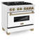 ZLINE Autograph 36 po. Cuisinière à double carburant en acier satiné avec accents-243424014
