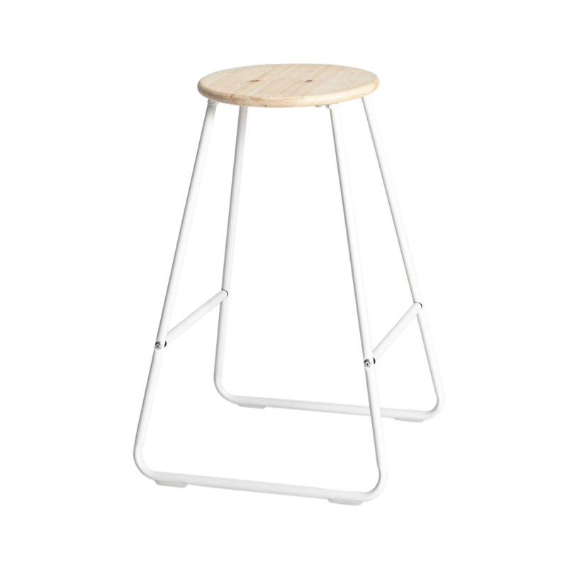 Counter Stool with Metal Frame, White, Natural