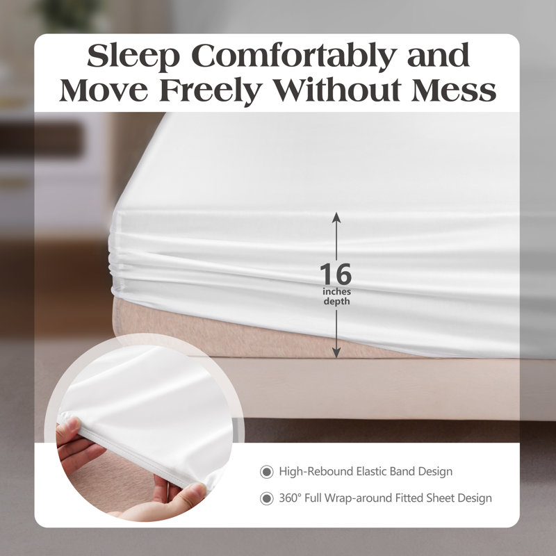 100% Bamboo Rayon Sheet Set Cooling Hypoallergenic Machine Washable, White, King Sheet Case Pack with 2 Pillowcases