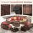 10 - Person Rattan Outdoor Conversation Sets With Fire Fit Table-119401200