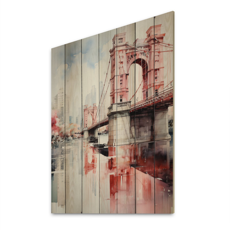 " Red Bridge Architectural Marvel II ", 32" H x 24" W x 0.78" D