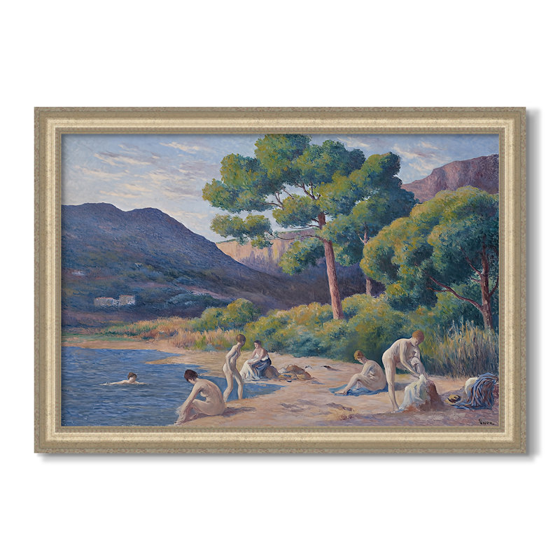 Baigneurs à Saint-Tropez, v. 1909 - Maximilien Luce - Toile encadrée sur mesure, Feuille de champagne en relief, Non, 30 x 44