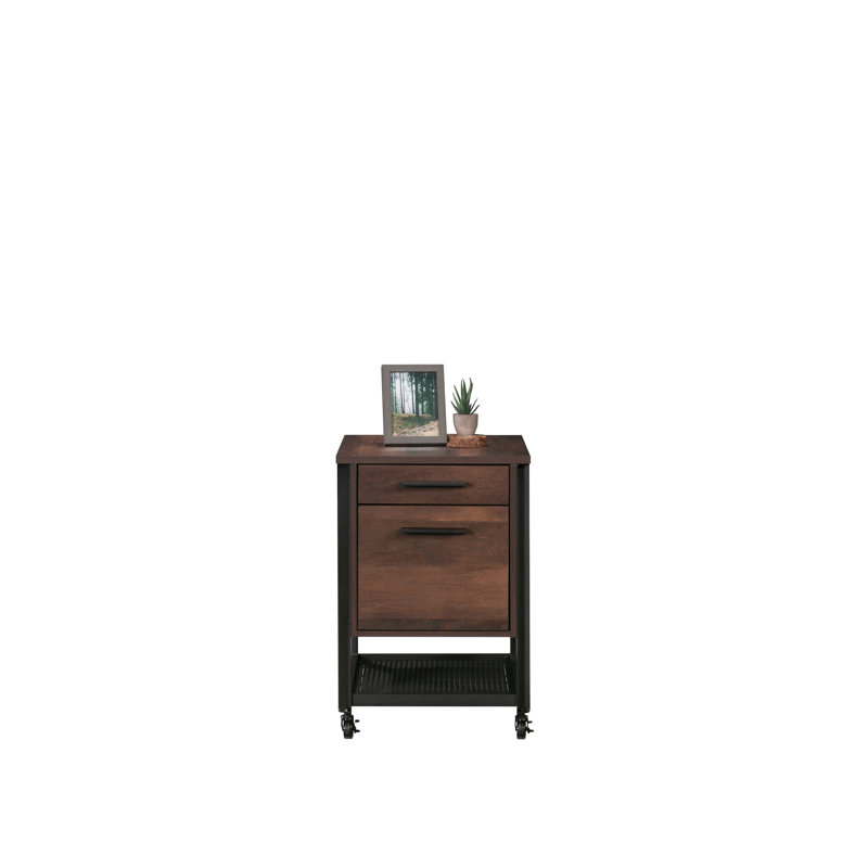 Pedestal File Cabinet, Brown Finish