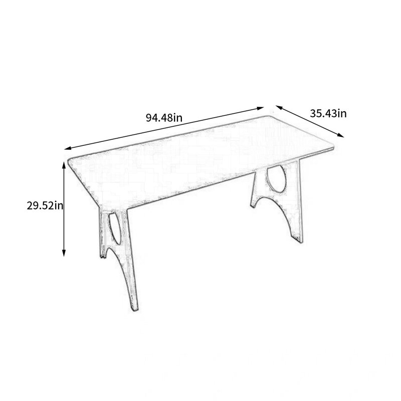 Ash Solid Wood Dining Table, 35.43" W x 94.48" L