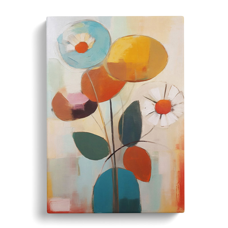 Modern Flowers Mid Century Vol.2 - Wrapped Canvas, 76cm H x 50cm W x 3cm D