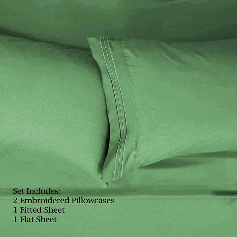 Microfiber Sheet Set, Twin Sheet Set with 1 Pillowcase, Light Green